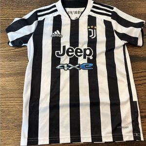 Adidas Black and White Striped Ronaldo Jersey